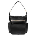 TWELVElittle Peek A Boo Convertible Hobo Diaperbag Backpack with Changing Pad Wipes Case and Stroller Clips Vegan Leather- Black